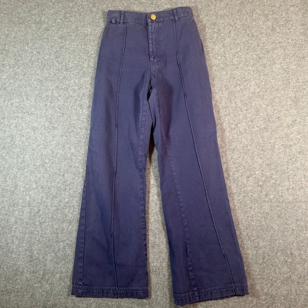 Big Bud Press Western Pants Navy Blue High Waisted Wide Leg Cotton Small Boho